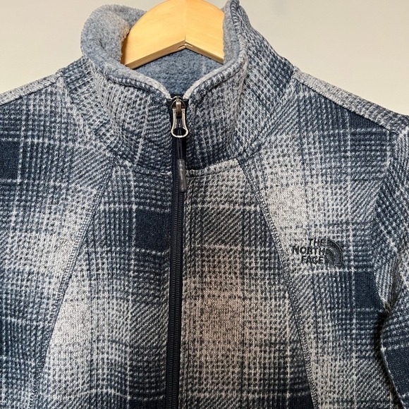 The North Face Women's Full-Zip Fleece Jacket Plaid Gray Blue Size L - Picture 3 of 11
